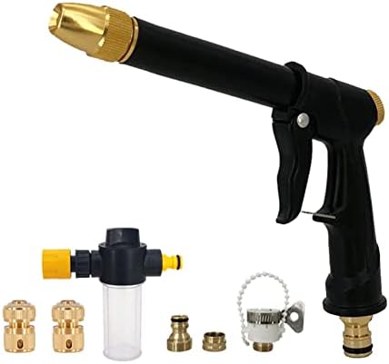 Garden Hose Nozzle High Pressure Washer Water Gun Metal Adjustable Car Wash Hose Foam Water Gun Garden Watering Sprayer (Color : Silver Gun) (Black Gun Kit) by Unknown