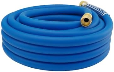 Guitrees 25FT 3/4 Heavy Duty Rubber Garden Hose - 200psi Working, 1000psi Burst - Hot/Cold Water - Five-Layered Braiding for Durability - Versatile for Gardening, Agriculture, Construction(Blue) by Guitrees
