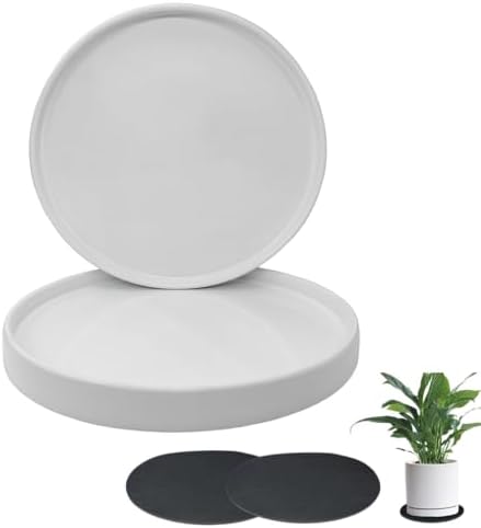 Yukfona Ceramic Plant Saucer Tray 2 Pcs 12 Inch White, 12.5" OD x11.9 ID x1.6 Deep| Fits Flower pots Bottom≤ 11.9", Heavy Duty Glazed Round Planter Drip with Catch Basin for Indoor Outdoor Plants by YUKFONA