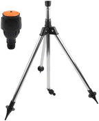 Rotating Tripod Sprinkler Stainless Steel Garden Automatic Rotary Irrigation System Adjustable 360 Degree Watering for Lawn Yard Greenhouse Large Area Silver Black - Image 2