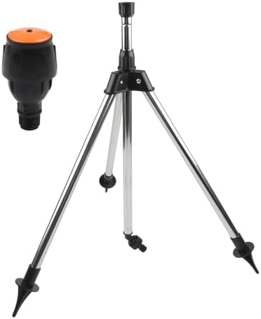 Rotating Tripod Sprinkler Stainless Steel Garden Automatic Rotary Irrigation System Adjustable 360 Degree Watering for Lawn Yard Greenhouse Large Area Silver Black - Image 2