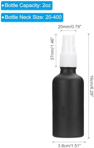 PATIKIL 2oz Glass Spray Bottles, 24pcs Leak Proof Empty Water Fine Mist Sprayer Refillable Containers for Cleaning Solutions Plants Hair, Black White - Image 2