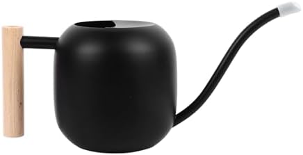 GLOGLOW Metal Watering Can, 1.2L Stainless Steel Long Spout Watering Pot with Wooden Handle for Indoor Plants Bonsai Garden Flowers, Black - Image 6