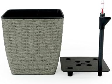 2-Pack Self-Watering Planter - Hand Woven Wicker - Thin Square - Image 4