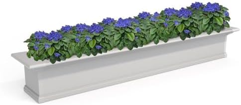 Pemberly Row 6ft Weatherproof Vinyl Window Box, White Finish, Double Wall Design, Built-in Water Reservoir, Customizable Planter for Outdoor Spaces by PEMBERLYROW