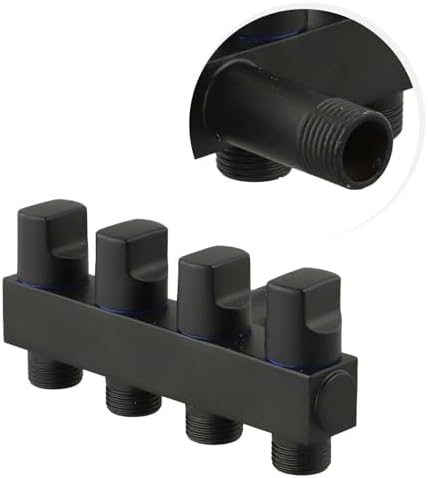 Solid Brass 4 Way Hose Splitter with Independent Shut Off Valves - Garden Water Manifold for Irrigation - Rust Resistant Adapter for Outdoor Faucet - 3/4 Inch Connection Silver(Black) - Image 7