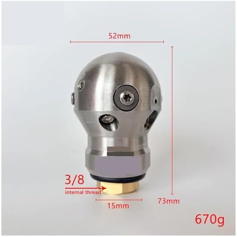 High Pressure Sewer Jetter Ball Nozzle - Stainless Steel 3/8" Threaded Cleaning Tool for Pipe Maintenance(3/8 Female 40LPM) - Image 6