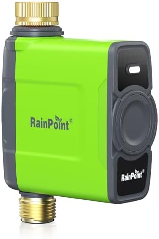 RAINPOINT WiFi Water Timer for Garden Hose, WiFi Sprinkler Controller, Smart Hose Timer Valve, Automatic Drip Irrigation System/Rain Delay for Garden/Lawn/Yard (Brass Inlet & Outlet, No Gateway) by RainPoint