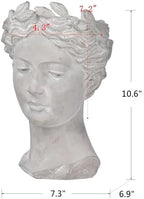 7" Greek Style Cement Head Planter, 11 Inch, Gray - Image 2