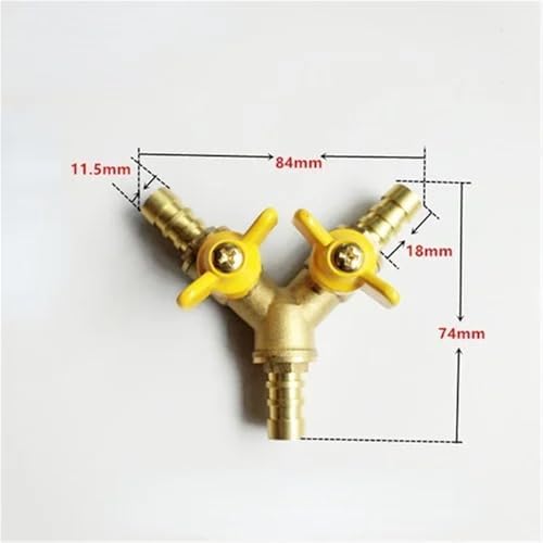 5/16 Fuel Shut Off Valve 2pcs 8mm 10mm Hose Barb Y Type Three 3 Way Brass Shut Off Ball Valve Pipe Fitting Connector Adapter For Fuel Gas Water Oil Air For Water Gas Fuel Drip Irrigation(10mm) - Image 4