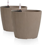 Dexceder 13x12 Self Watering Planters Indoor (2 Pack, Taupe) by Dexceder