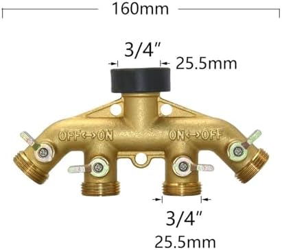 Hoses Connector Brass 3/4 Threaded 4-Way Garden Faucet Manifold Water Pipe 4-Way Manifold Female 3/4 Irrigation Valve 1 pc(D) - Image 3