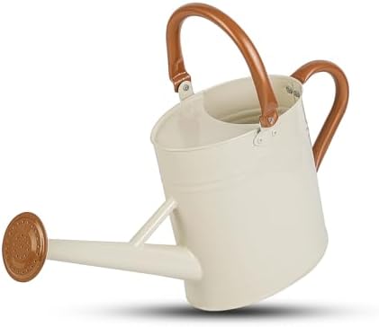 Metal Watering Can for Plants,Watering Cans for Outdoor&Indoor Gardening, Galvanized Steel Water Can with Removable Spout,Watering Pot with Ergonomic Movable Handle (Cream White) by Unknown