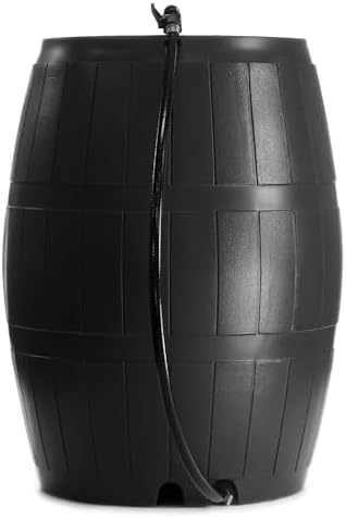 FCMP Outdoor Rain Barrel, Flat-Back Rainwater Catcher with Spigots, 50 Gallon, Black - Portable Water Storage Container Tank for Home, Garden, and Backyard - Image 2