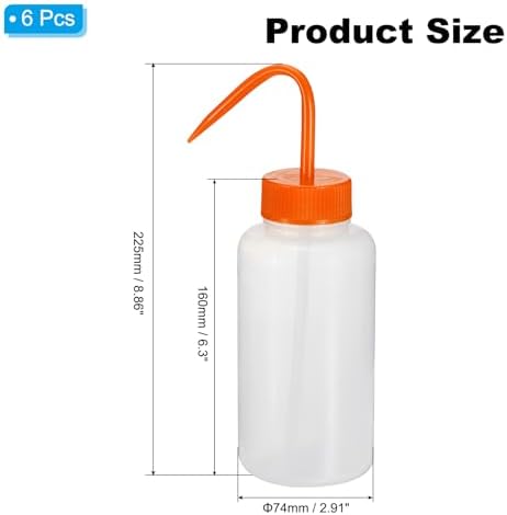 PATIKIL 500ml Wash Bottle, 6pcs Plastic Squeeze Bottle Wide Mouth Bottle Watering Tools Foam Bottle for Green Soap Cleaning Washing Irrigation, Clear Orange - Image 2