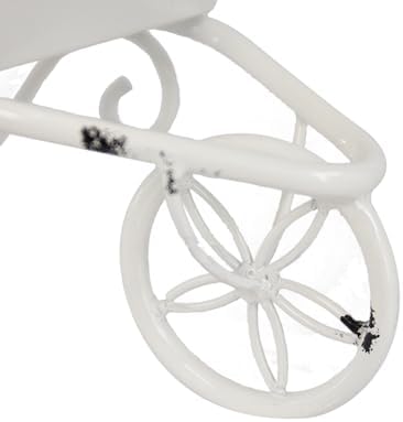 Decorative Wheelbarrow Planter, 11.5 Inch, Antique White - Image 6