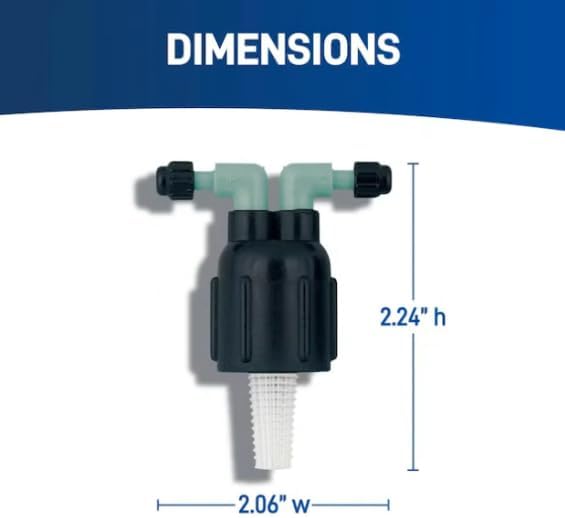 2-Port Drip Irrigation Manifold with Filter, 1/2-Inch NPT Thread, 1/4-Inch Tubing Barbed Outlets, Adjustable Flow Control, 360° Rotating Ports, Garden Drip System Connector - Image 4