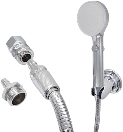 G-Sunny RV Outdoor Shower Head with Hose and Quick Connect Fittings - High Pressure 3-Spray Mode Shower Head with Pause Button-Easy Install for Camper, Motorhome, Travel Trailer (Chrome, 71"Hose) by G-Sunny