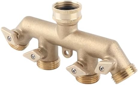 GLOGLOW 4-Way Brass Faucet Manifold, Durable Brass Hose Splitter with Individual Shutoff Valves for Garden Watering and Irrigation Systems - Image 7