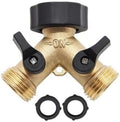 Brass Garden Hose Splitter 2 Way Y Valve 3/4" Outlet with Shut Off Valves by NUALLY
