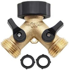 Brass Garden Hose Splitter 2 Way Y Valve 3/4" Outlet with Shut Off Valves by NUALLY