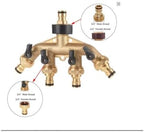 3/4 Inch Brass 4 Way Water Tap Splitter Garden Hose Manifold - Image 2