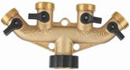 Jiawu Brass 4 Way Hose Pipe Splitter, 3/4 Inch Garden Tap Connector with ShutOff Valves, Durable Proof Irrigation Splitter for Watering Flowerbeds, Lawns, Vegetables & (#2) - Image 3