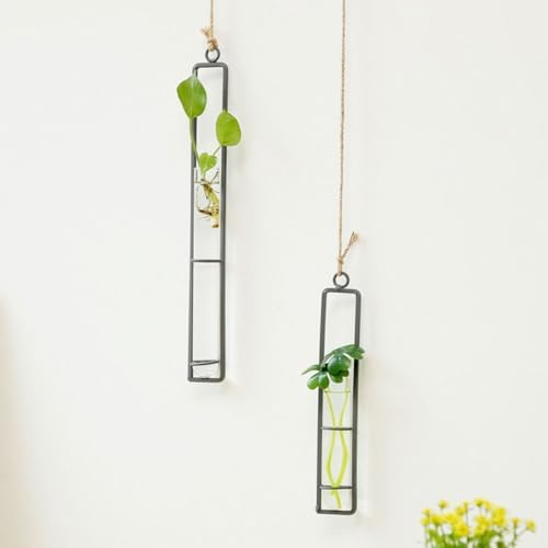 Wall Hanging Planter Xmas Glass Tube Planter with Iron Frame 3pcs - Image 5