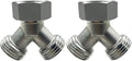 beduan Stainless Steel Garden Hose Splitter 2 Way Y Connector Heavy Duty for Outdoor Garden Faucet Hose Bib (Pack of 2) by Beduan