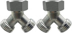 beduan Stainless Steel Garden Hose Splitter 2 Way Y Connector Heavy Duty for Outdoor Garden Faucet Hose Bib (Pack of 2) by Beduan