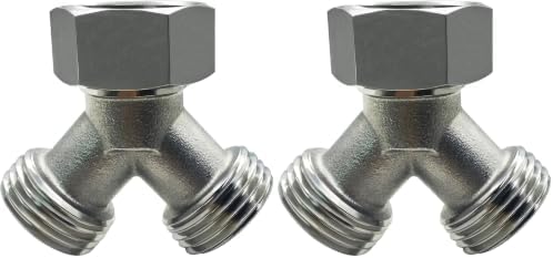 beduan Stainless Steel Garden Hose Splitter 2 Way Y Connector Heavy Duty for Outdoor Garden Faucet Hose Bib (Pack of 2) by Beduan
