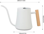 Indoor Watering Can, Stainless Steel Wooden Handle Watering Pot with Long Spout, Cute Decorative Metal Gardening Small Water Ca for Hanging Plants, Wall Plants (Matte White) - Image 2