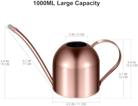 HANABASS 1000ml White Stainless Steel Water Can for Plants Scratch Modern Style - Image 2