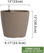 Dexceder 13x12 Self Watering Planters Indoor (2 Pack, Taupe) - Image 2