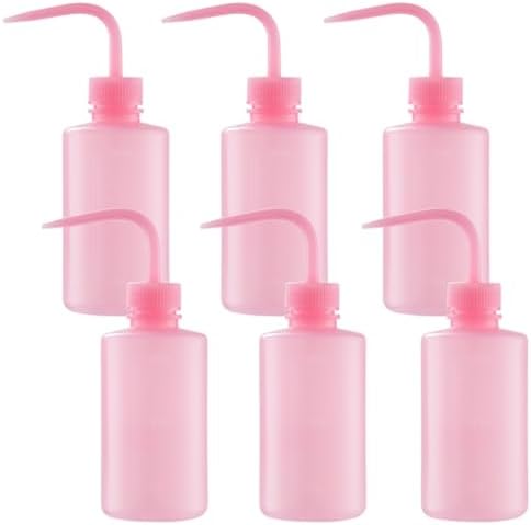 Lash Wash Bottles Set Of 6, 250Ml/8.45Oz Plastic Squeeze Bottles With Curved Nozzle, Leak-Proof With Scale For Eyelashes, Plants, And Lab Cleaning by Unknown
