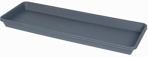 VUWEZ 2 Pack of Plastic Plant Tray Saucer Rectangular 30 inch, Planter Trays Saucers for Indoors Outdoor, Plant Water Drip Tray for Flower Pot Planter, Windowsill Pots Trays (8 X 30'', Gray) by VUWEZ