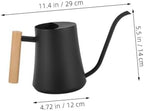 Vintage Black Stainless Steel Watering Can with Wooden Handle - Image 4