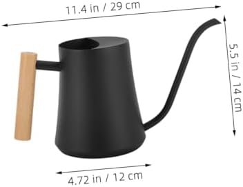 Vintage Black Stainless Steel Watering Can with Wooden Handle - Image 4