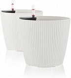 Dexceder 11x10 Self Watering Planters Indoor (2 Pack, White) by Dexceder