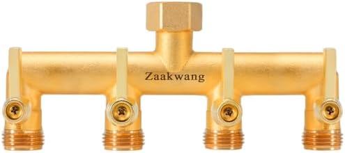Heavy Duty 4 - Way Garden Hose Splitter, 3/4” Hose Manifold, Outdoor Hose Adapter Connector with 4 Metal Extra Long Handle Metal Faucet Adaptor by ZaakWang