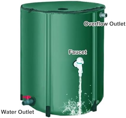 Rain Catcher Barrel with Spigot Collapsible Rain Barrel Kit Water Storage with Lid Collection Water Barrel(40x78cm/16x31in) - Image 2