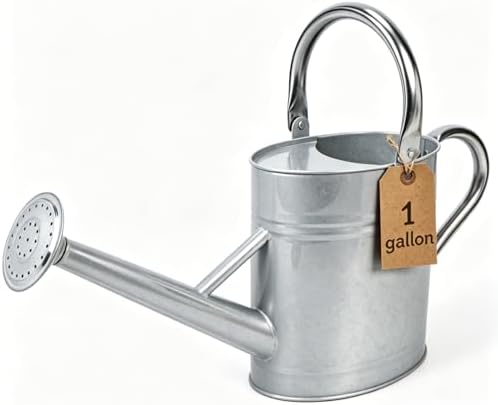 Galvanized Steel Watering Can for Outdoor&Indoor Plants，1 Gallon by Shopwithgreen