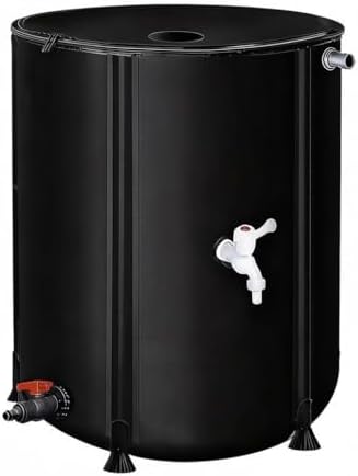 Portable Rain Barrel 264 Gallon Water Storage Tank with Filter Spigot, Gutter Rainwater Collection System, Eco-Friendly Rain Catcher, Black 0.7x0.98m by Unknown