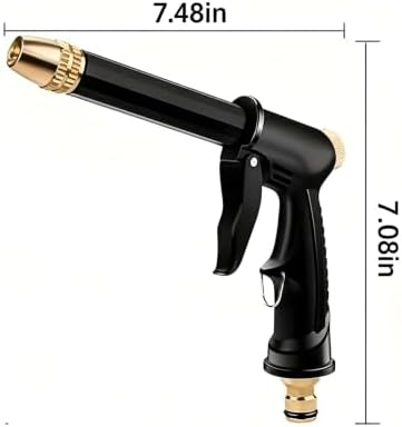 High-Pressure Metal Water Sprayer, Heavy Duty Adjustable Hose Nozzle with 4 Metal Hose Connectors, Multipurpose Sprayer for Car Washing, Garden Watering, Patio & Driveway Cleaning (Black) - Image 3