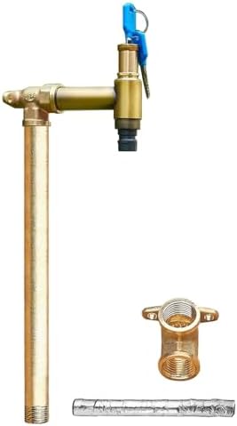 Floor Mounted Faucet Outdoor Water Pipe Vertical Fountain Irrigation Column,Freestanding Antifreeze Garden Water Column - 80cm/31in Cylindrical Design with Lock Faucet, Elegant Gold Finish f by Unknown