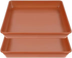 LWALRS 2 Pack Square Plant Saucer 20 22 Inch, Extra Large Plant Saucers, Heavy Plastic Water Tray Tor Plants, Planters for Indoors and Outdoors Plants, Deep Plant Trays for Pots (20 inch, Terracotta) by LWALRS