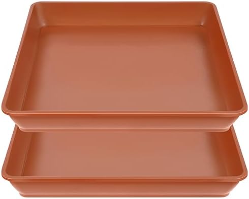 LWALRS 2 Pack Square Plant Saucer 20 22 Inch, Extra Large Plant Saucers, Heavy Plastic Water Tray Tor Plants, Planters for Indoors and Outdoors Plants, Deep Plant Trays for Pots (20 inch, Terracotta) by LWALRS