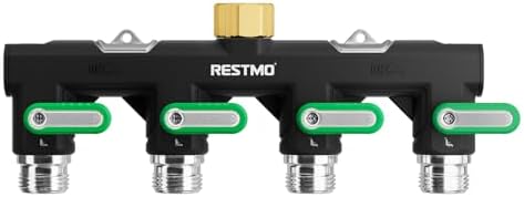 Restmo 4 Way Garden Hose Splitter Heavy Duty Full Metal Body by Restmo
