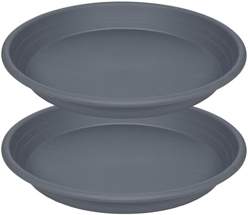 2 Pack of 16 inch Plant Saucer, Large Plant Tray, Heavy Sturdy Plant Drainage Tray for Indoors, Bird Bath Bowls, Sturdy 18 inch Plastic Pot Tray for Planter (Gray) by Unknown