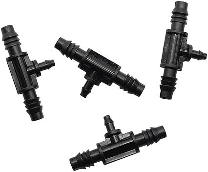 Tee Fitting ，water pipe connector, Hose Barb Fittings, Garden Reducing Tee Connector 3/8 to 1/4 Inch for 4mm Drip Irrigation Water Splitter Pack of 10 Black - Image 4